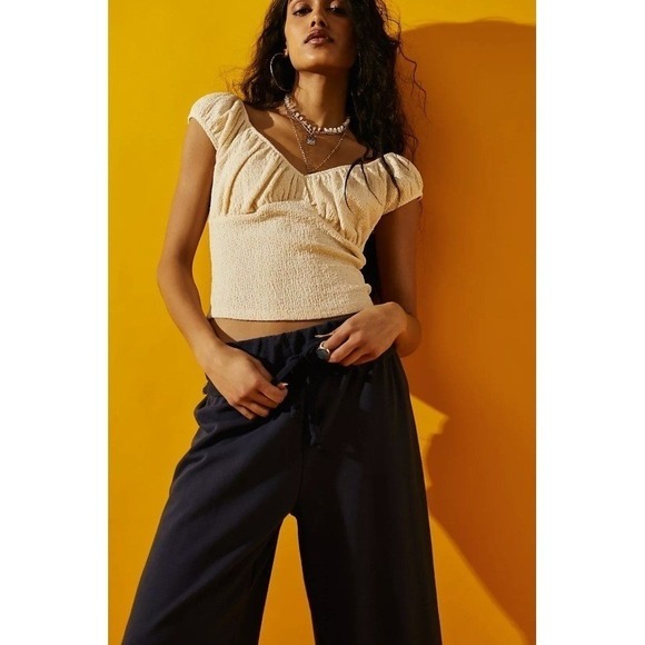 Free People Pants - NEW Free People Beach Essential Gaucho Womens Pants Celestial Indigo Navy Medium